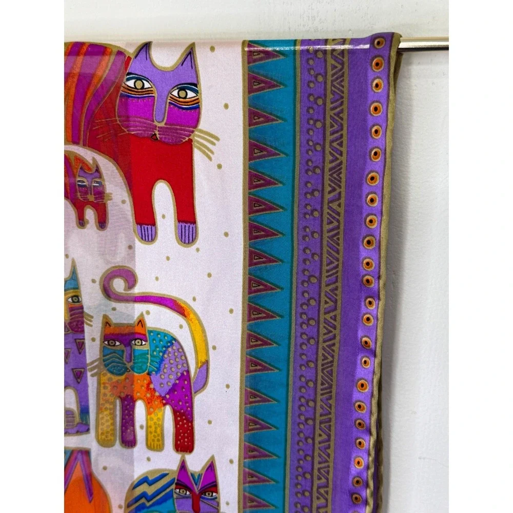 Laurel Burch Cat Silk Scarf Rectangle 11x52